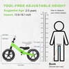 image:imageSEREED Toddler Balance Bike 2 Year Old No Pedal Kids Toy Bike for 25 Years Old ToolFree Adjustment Gift for 23 Girls Customize Plate with 3pcs Stickers BlackGreen