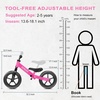 image:imageSEREED Toddler Balance Bike 2 Year Old No Pedal Kids Toy Bike for 25 Years Old ToolFree Adjustment Gift for 23 Girls Customize Plate with 3pcs Stickers BlackRose Pink
