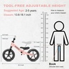 image:imageSEREED Toddler Balance Bike 2 Year Old No Pedal Kids Toy Bike for 25 Years Old ToolFree Adjustment Gift for 23 Girls Customize Plate with 3pcs Stickers BlackPink