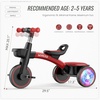 image:imageSEREED Colorful Lighting Toddler Tricycle for 25 Years Old Boys Adjustable SeatampHandlebar Trike Removable Basket Birthday Gift Idea for Kids Ages 2 BlackRed Black