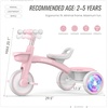 image:imageSEREED Colorful Lighting Toddler Tricycle for 25 Years Old Boys Adjustable SeatampHandlebar Trike Removable Basket Birthday Gift Idea for Kids Ages 2 BlackPink