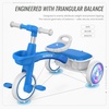 image:imageSEREED Colorful Lighting Toddler Tricycle for 25 Years Old Boys Girls Adjustable SeatampHandlebar Trike Removable Basket Birthday Gift Idea for Kids Ages 2 RedBlue