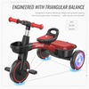 image:imageSEREED Colorful Lighting Toddler Tricycle for 25 Years Old Boys Girls Adjustable SeatampHandlebar Trike Removable Basket Birthday Gift Idea for Kids Ages 2 RedRed Black