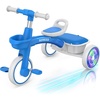 image:imageSEREED Colorful Lighting Toddler Tricycle for 25 Years Old Boys Adjustable SeatampHandlebar Trike Removable Basket Birthday Gift Idea for Kids Ages 2 BlackBlue